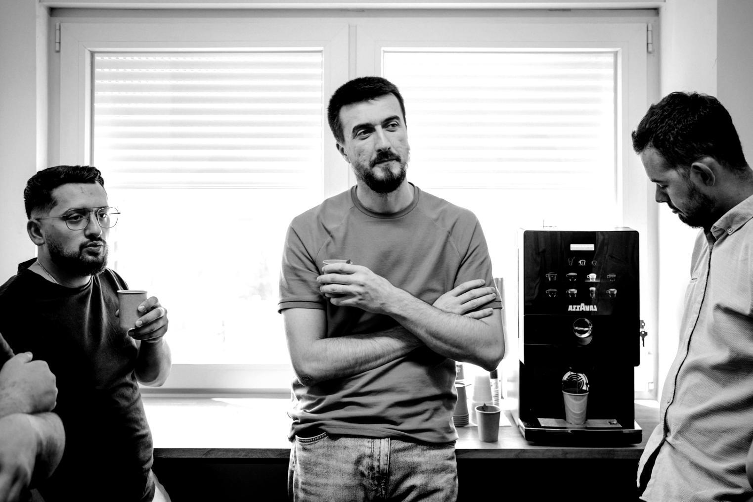 Business professionals discussing startup funding